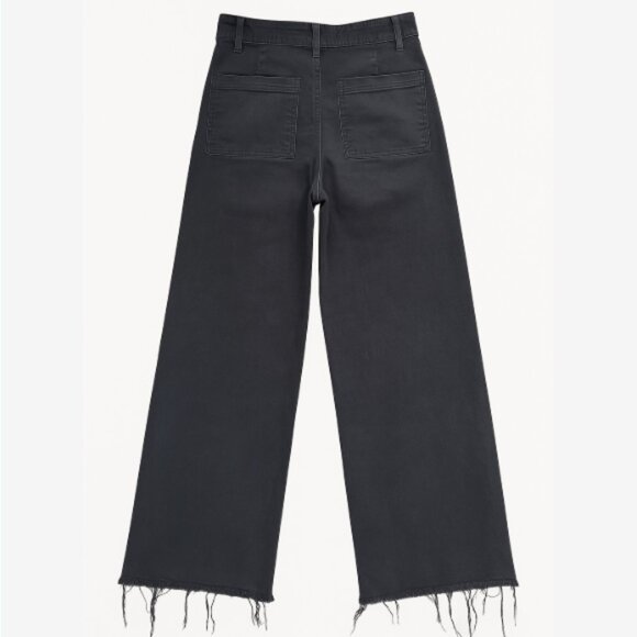 Zara High Rise Wide Leg Raw Hem Charcoal Denim Jeans Black Size 6 - Picture 2 of 11